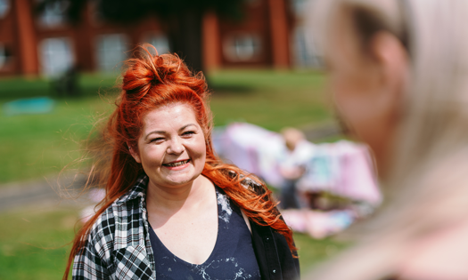 A smiling customer