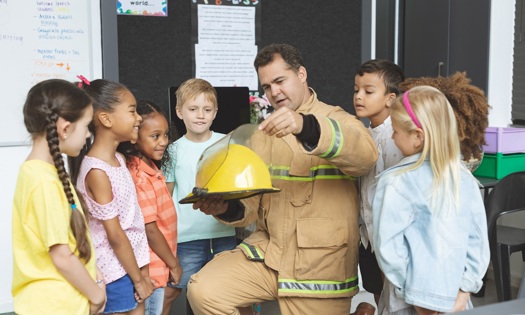 Firefighter Teaching Children