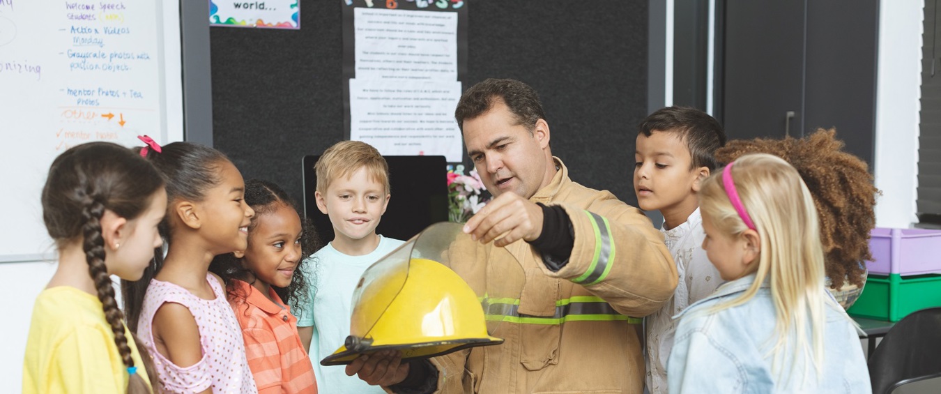 Firefighter Teaching Children