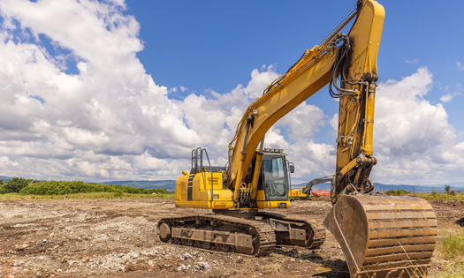 Excavator in a construction site 