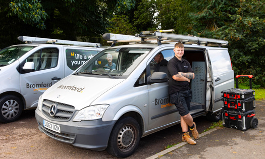 Ed Shave standing in front of a Bromford van 