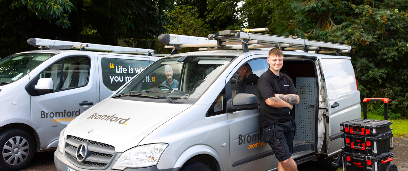 Ed Shave standing in front of a Bromford van 