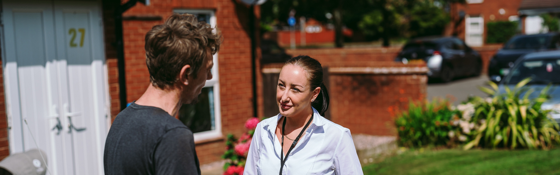 a Bromford colleague talking to a customer