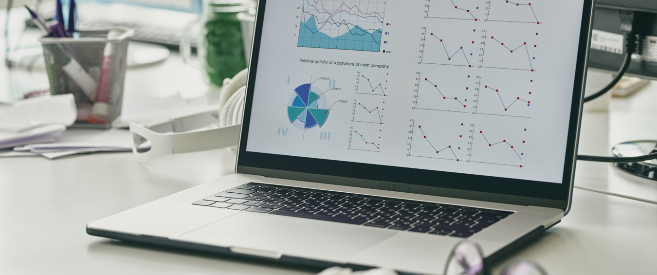 Graphs And Diagram On Display Of Laptop